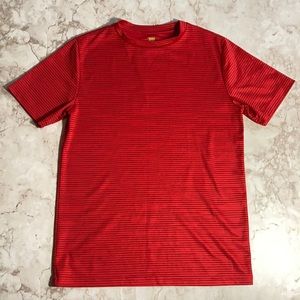Tek Gear | medium | red, grey | striped short sleeves workout shirt (kids)